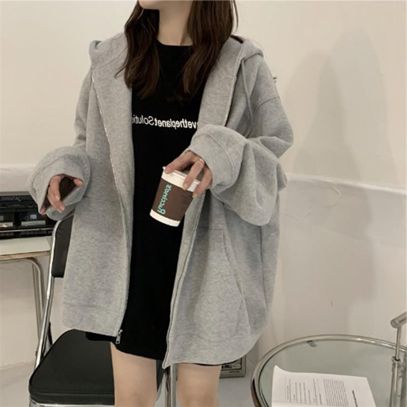 新品2026早春新款宽松bf慵懒风连帽长袖卫衣女加绒加厚秋冬季女装
