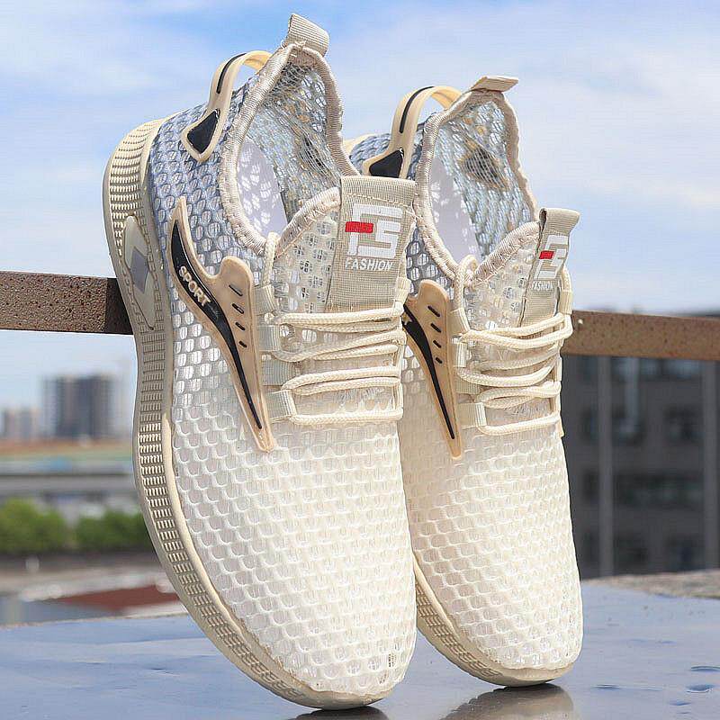 新品大网眼男鞋镂空夏季薄款透气休闲运动鞋男士软底跑步鞋洞洞网