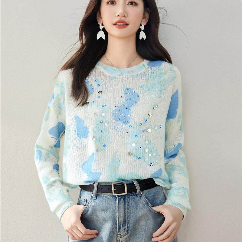 新品晕染长袖上衣女秋季20