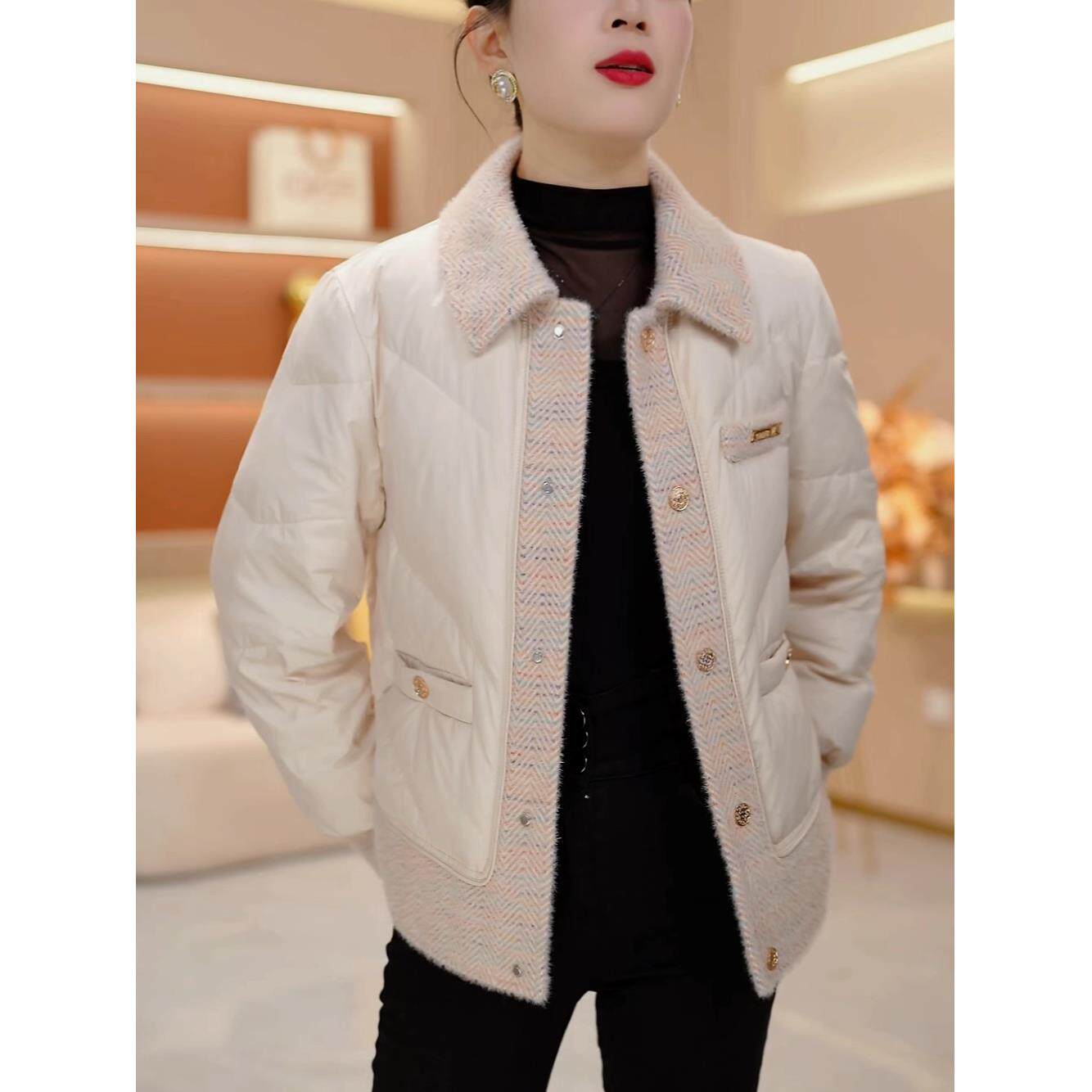 新品嘉兴羽绒服白鸭绒女2026冬季新款小个子中年妈妈洋气宽松保暖
