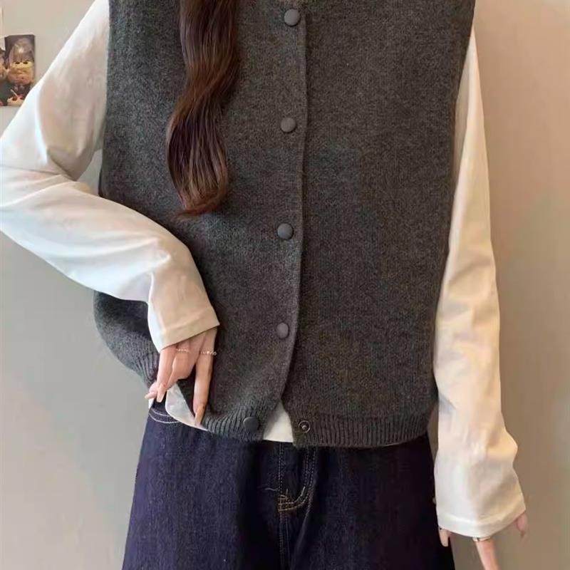 新品针织马甲背心外套早秋流行穿搭大码女装胖mm宽松百搭坎肩马夹