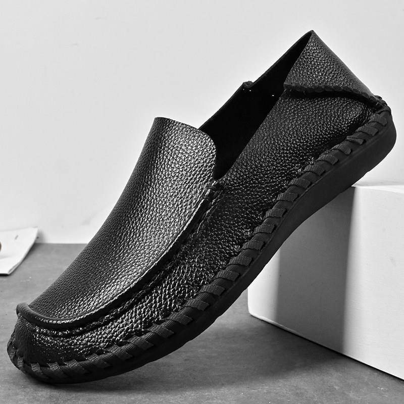 新品2026新款春季一脚蹬男鞋休闲厚底板鞋套脚皮鞋中年爸爸鞋潮流
