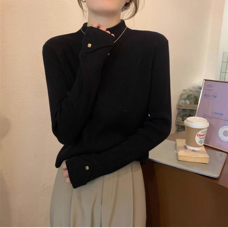 新品韩版半高领针织衫女春