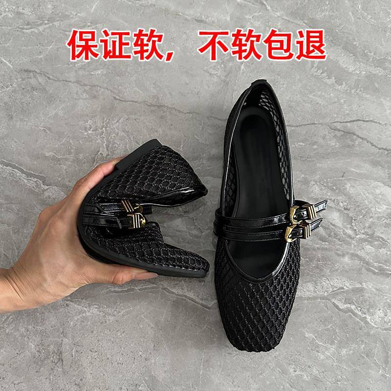 新品韩版百搭浅口方头豆豆鞋子晚晚风奶奶鞋百搭不累脚软底芭蕾单