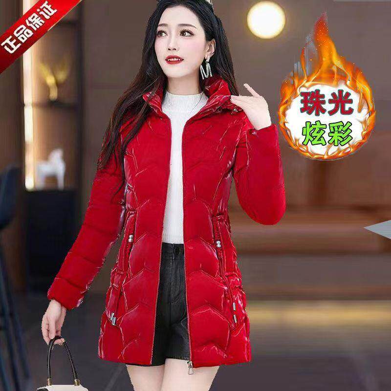 新品2026新款绿色中长款棉服女修身显瘦时尚洋气加厚棉衣保暖外套