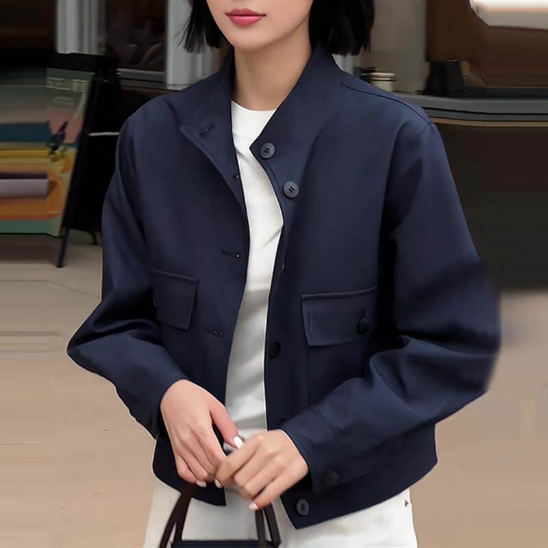 新品高级感纯色通勤时尚夹克外套女装春季新款韩版长袖休闲宽松上