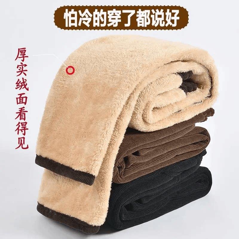 新品中老年人棉裤女妈妈冬季加绒裤子高腰直筒加厚外穿灯芯条绒保