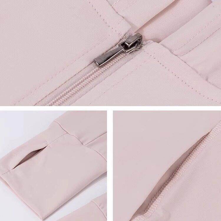 新品粉色冰丝防晒衣女2026新款修身收腰瑜伽服短款运动上衣小个子