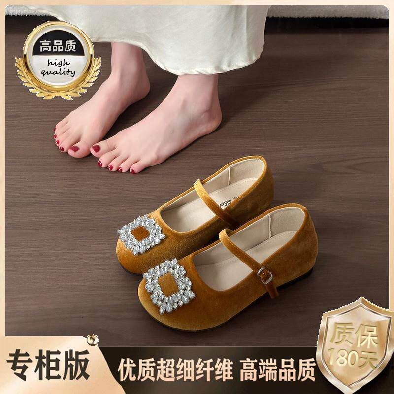 新品内增高黑色法式芒果头浅口单鞋女2026新款春季配裙子平底玛丽
