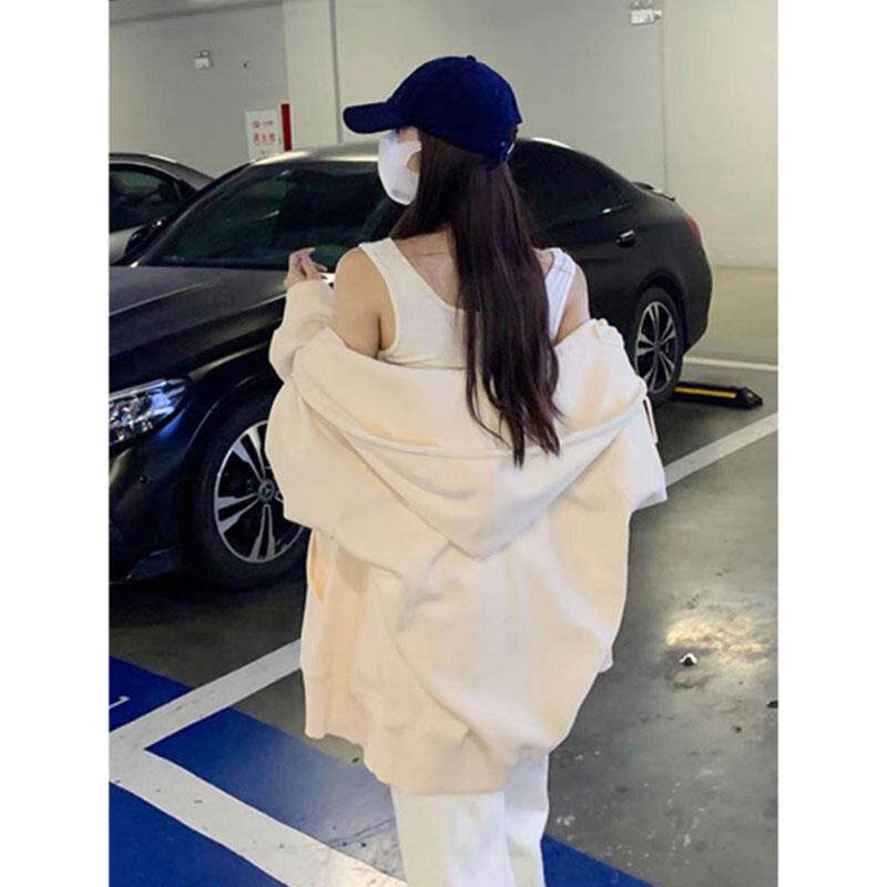 新品春秋黑色女士卫衣2026新款爆款冬季加绒加厚oversize开衫连帽
