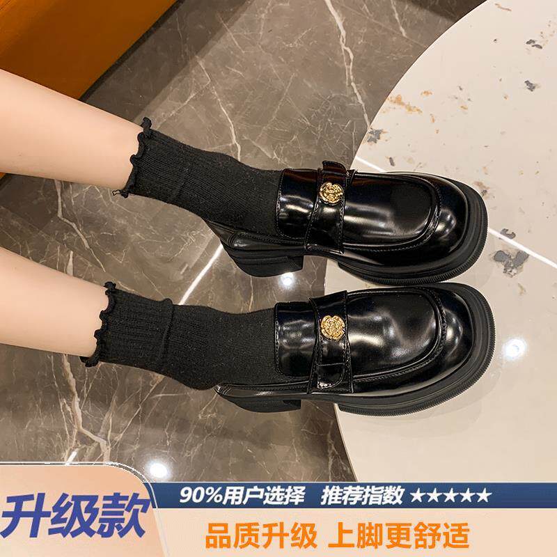 新品山茶花厚底乐福鞋女2025新款春秋季百搭真皮软底不累脚英伦小