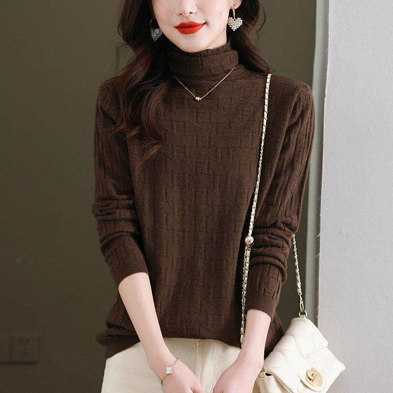 新品胖mm秋冬特大码堆堆领毛衣女宽松2026新款加肥内搭针织羊毛打