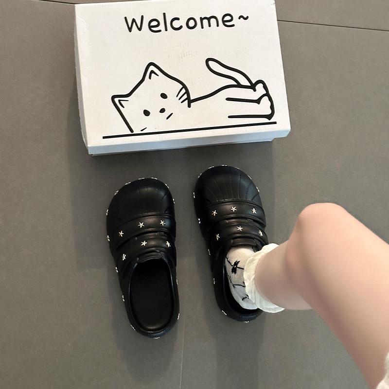 新品可爱风贝壳包头拖女2026夏厚底防滑一脚蹬铆钉装饰居家百搭凉