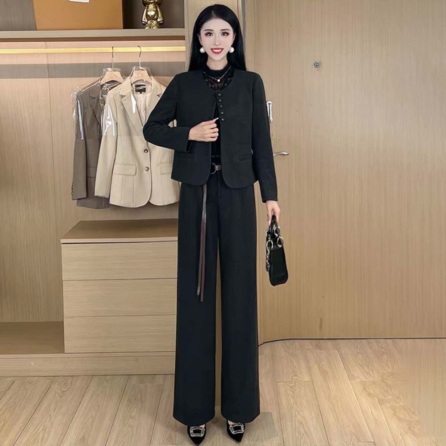 新品时尚毛呢套装女2026秋冬新款洋气时髦设计感呢子外套阔腿裤两