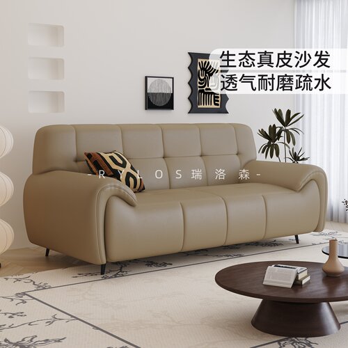 2026新款皮艺沙发客厅意式极简三人位生态真皮双人多人小户型沙发