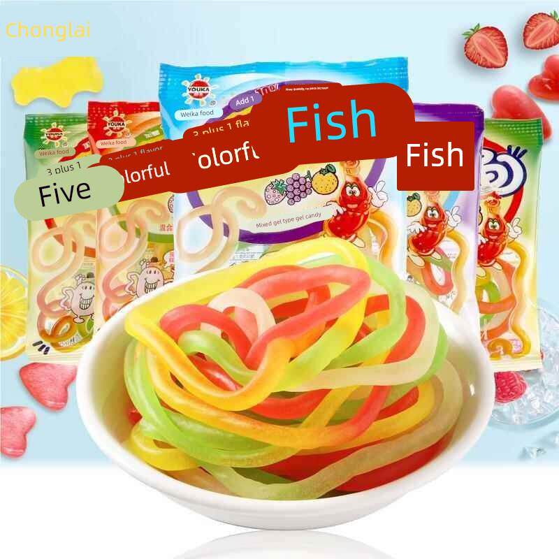五彩绳软糖果汁彩虹橡皮糖