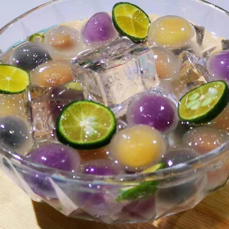 水晶汤圆彩色透明小圆子钻石汤圆芝麻紫薯花生抹茶4味混合装500克