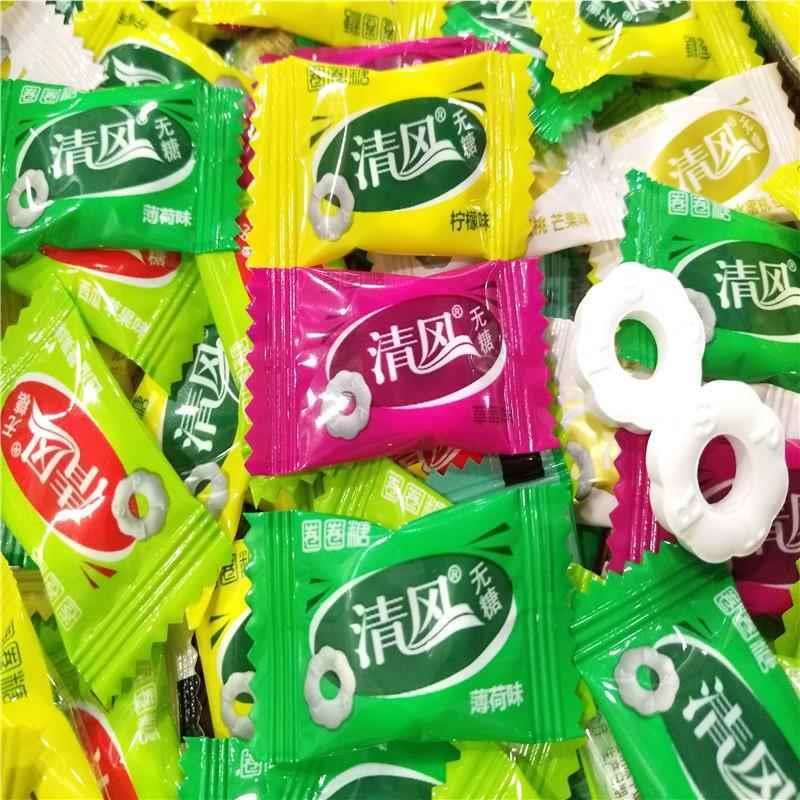 清风薄荷糖有个圈柠檬草莓无糖薄荷糖润喉糖商务糖果250g500g5斤