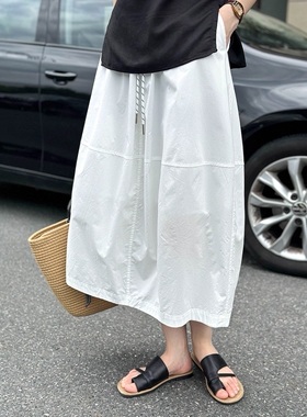 橘芷 春季新款半裙美式复古松紧带工装宽松显瘦中长裙88512