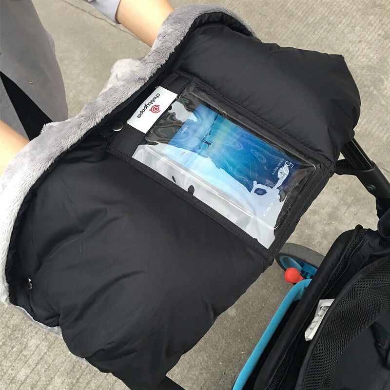 带手机口袋童车保暖手套 雪天H防水手套 推车保暖手笼