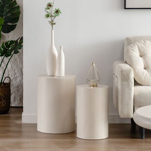 沙发边几高级艺术感客厅小户型角几奶油风极简圆桌V现代简约边角