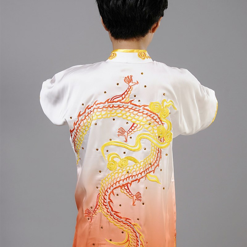 新品渐变刺绣龙男女成人儿v童团体武术比赛服长拳南拳服练功表演