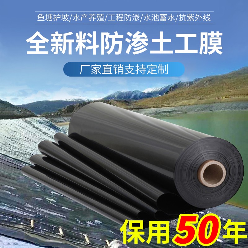 鱼塘防渗膜土工膜复m合鱼池护坡专用水产养殖防漏水布黑色塑料地