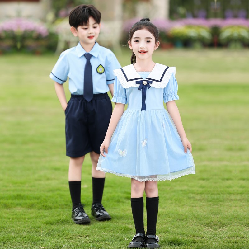 幼儿园园服夏装毕业拍照学院风六一表演出班服小学U生夏季校服套