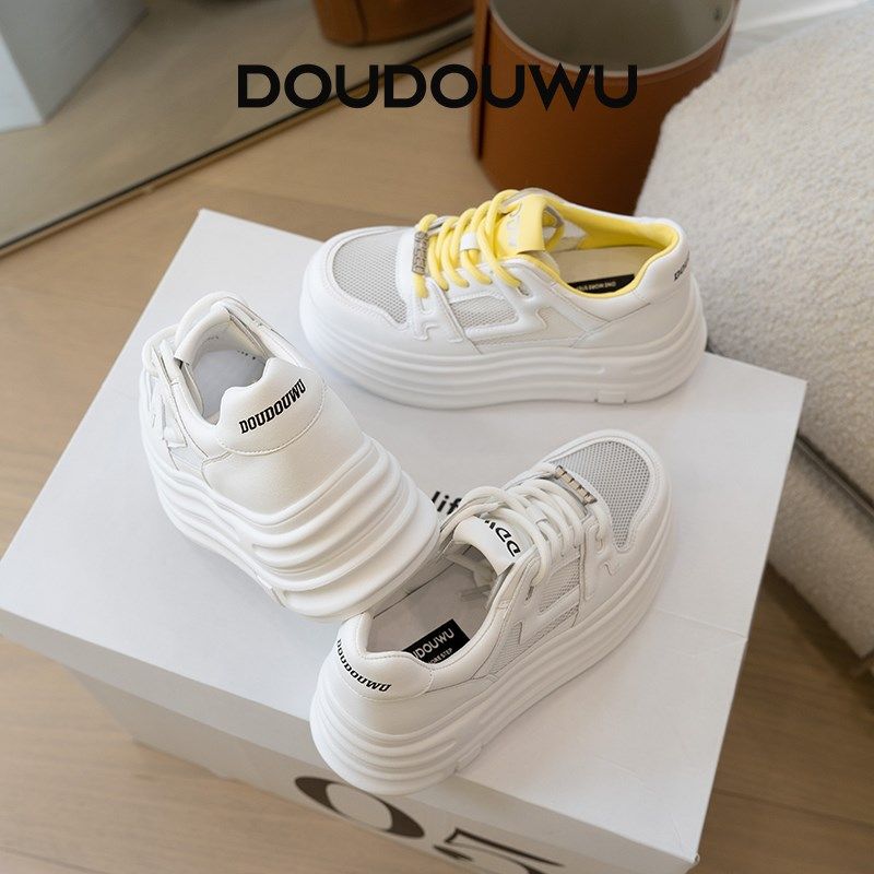 豆豆屋厚底小白鞋女网面透气2025夏季新款韩P版潮休闲系带松糕女,女鞋,时尚休闲鞋,淘宝优惠券,粉丝福利购,淘宝优惠卷