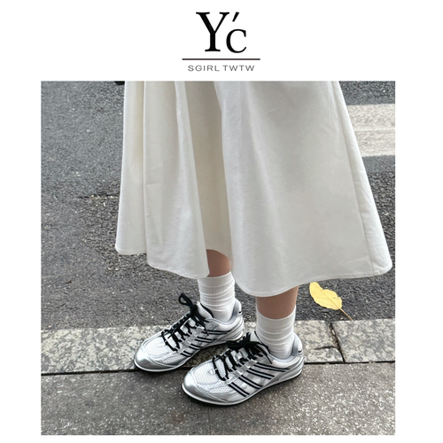 YC正品女鞋复古透气平底阿甘鞋