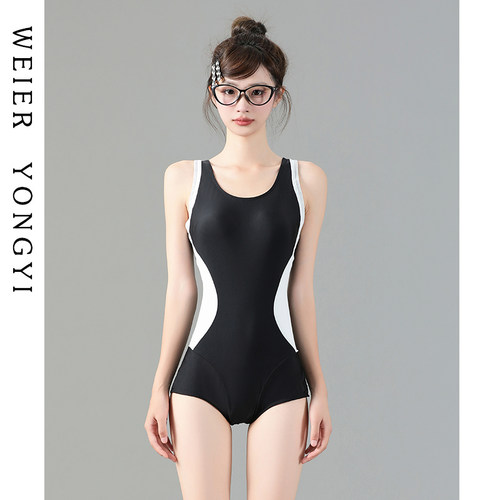 高颜值泳衣女2025新款连身保守游泳馆专用显瘦专业W竞速温泉游泳