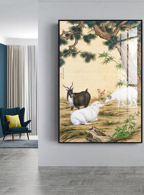 三羊开泰装饰画羊j图挂画餐厅入户门玄关画国画竖式 关于羊的挂画