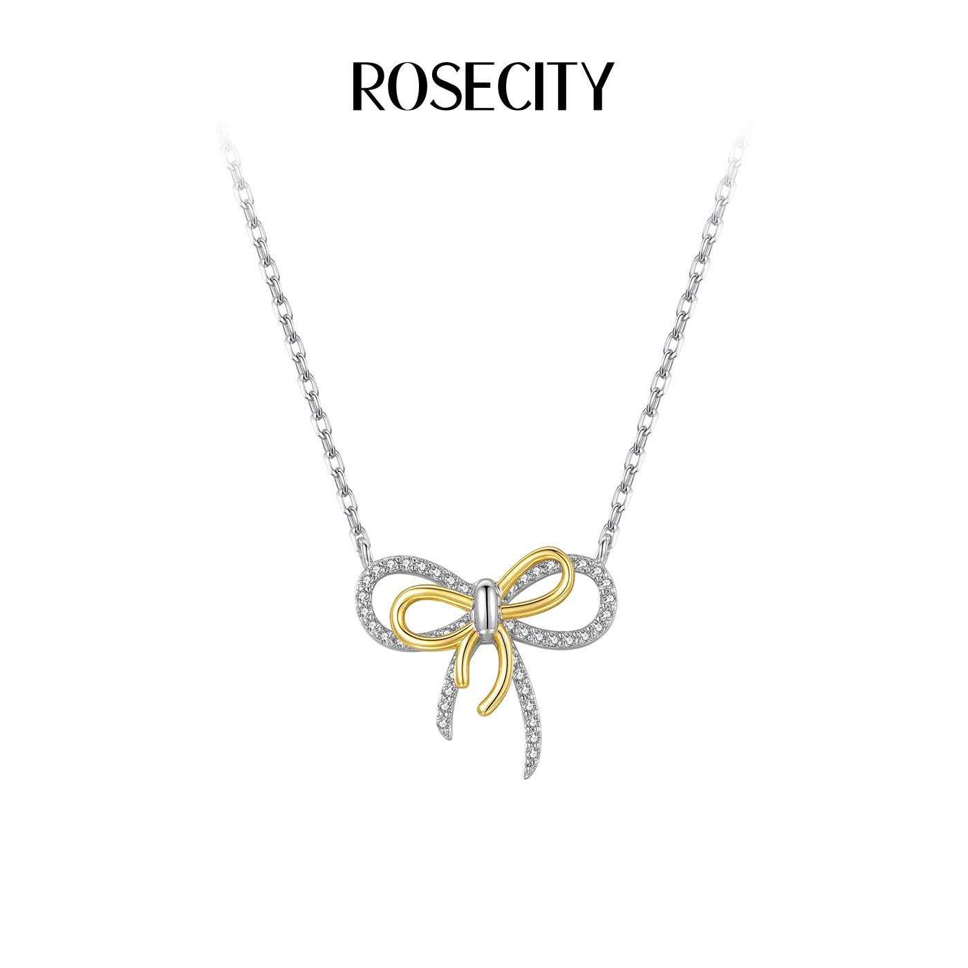 【新品】ROSECITY双色蝴蝶结项链女款2026新款配饰高级感轻奢小众