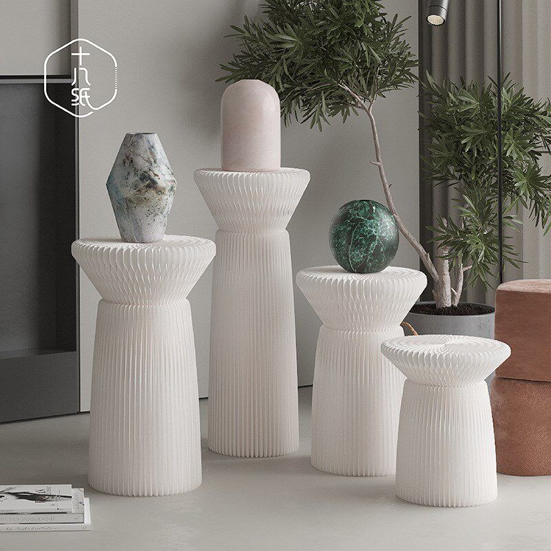 十八纸花坛圆柱展架艺术陈列复古空间氛围装饰台门店橱窗展会展示