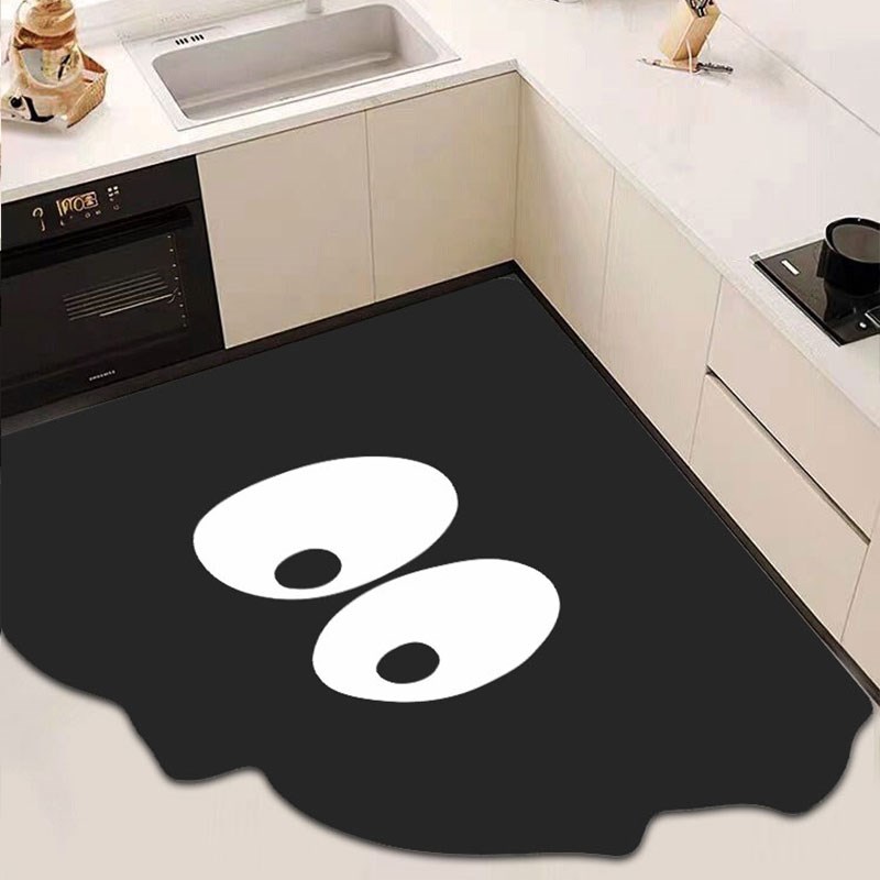 创意煤球扇形厨房地垫防滑吸油可擦洗硅藻泥卡通防水脚垫门口地毯