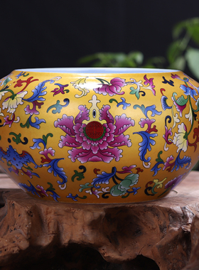 景德镇陶瓷器聚宝盆客厅玄关养鱼缸摆件水培花盆开业礼品装饰摆件