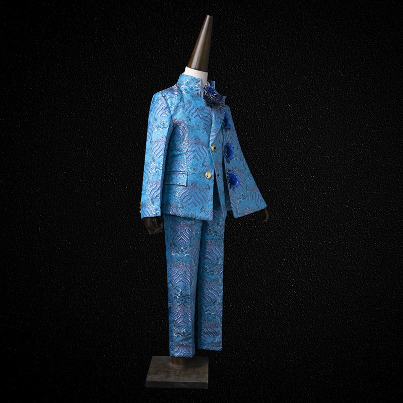 儿童西装套装三件套花童礼服男童西服中大童走秀演出服国潮礼服