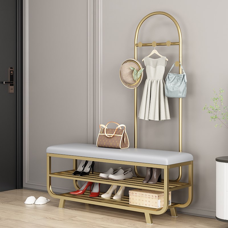 换鞋凳家用门口可坐式穿鞋进门入户软包长条沙发凳轻奢高级感衣架