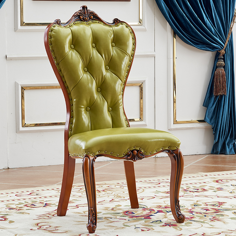 欧式做旧酒店餐椅实木休闲简约美式乡村高靠背椅复古雕花家用椅子