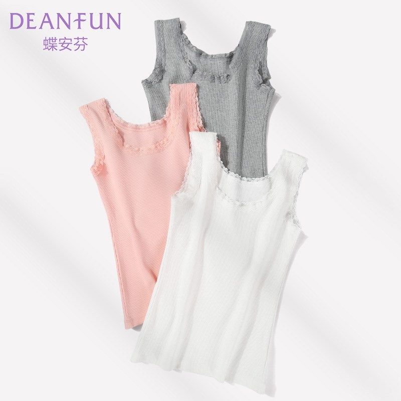 纯棉吊带背心女内搭蕾丝2024新款遮副乳大码白色无袖修身打底上衣