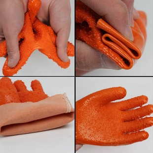 东亚807舒意618止滑手套加厚杀鱼颗粒橡胶皮防水防油防滑浸塑手套