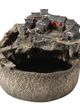 复古怀旧流水摆件循环水鱼缸创意客厅书房茶桌茶几装饰摆设送长辈