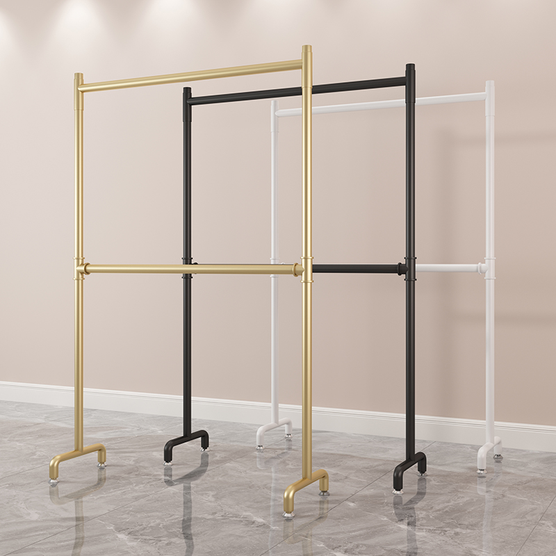 服装店展示架双三层挂衣杆落地陈列货架晾晒女童装升降专用龙门架