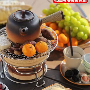 土陶烧烤小泥炉围炉煮茶炉子家用室内户外烤茶炭炉炭火炉日式烤炉