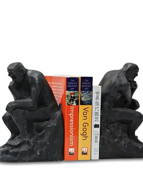 简约艺术人物书挡书靠书房摆件创意思考者书架书立家居装饰品摆设