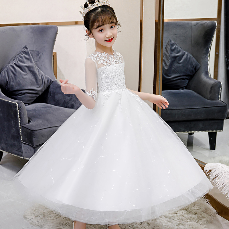 儿童礼服公主裙女童蓬蓬纱超洋气花童主持人钢琴演出服女孩婚纱裙