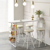 法式 奶油风岩板吧台客厅餐边隔断柜民宿休闲家用水吧台半圆高脚桌