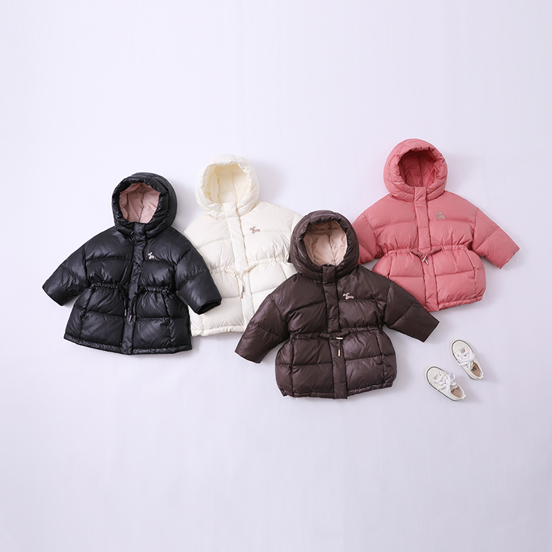 女童宝宝羽绒服中长款加厚连帽1-3-6-8岁小童装22冬季新款外套
