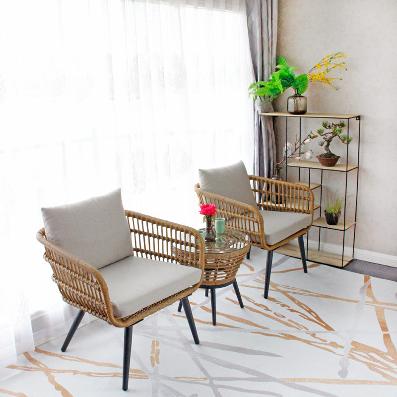户外藤椅沙发组合阳台售楼部北欧庭院室外防水休闲家具藤编沙发椅,住宅家具,藤/竹沙发,淘宝优惠券,粉丝福利购,淘宝优惠卷