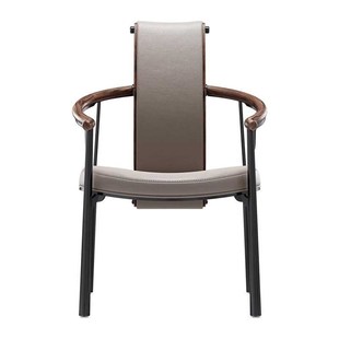 泡茶主人椅茶桌茶台喝茶茶椅子主人位胡桃木扶手椅意式轻奢书房椅